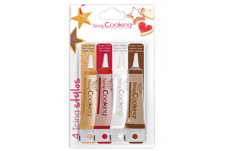 Coffret de 4 icings stylos Scrapcooking de 20g - 4 couleurs