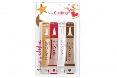 Coffret de 4 icings stylos Scrapcooking de 20g - 4 couleurs