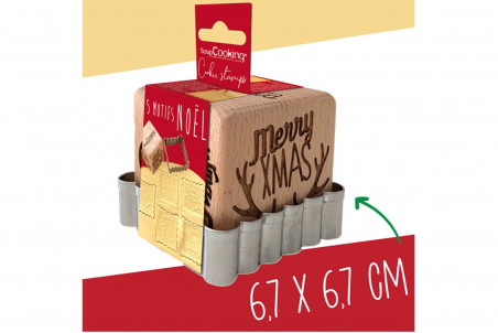 Tampon en bois Scrapcooking pour biscuits + découpoir en inox