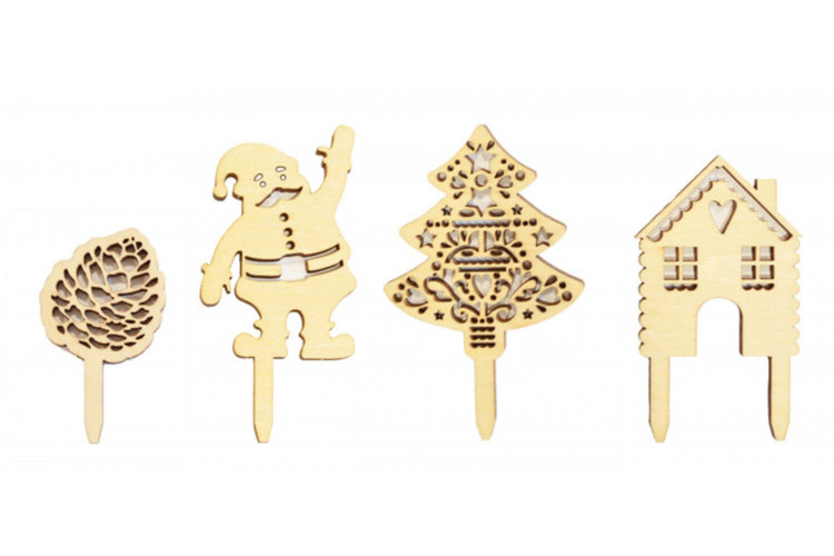 Kit 4 décorations pour bûche de Noël Scrapcooking en bois