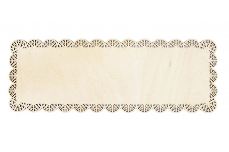 Plat à gâteau rectangle dentelé Scrapcooking en bois - 36x13cm