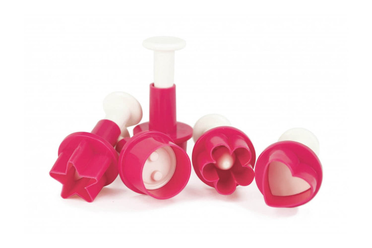 Kit de 5 découpoirs éjecteurs Scrapcooking en ABS pour pâte à sucre