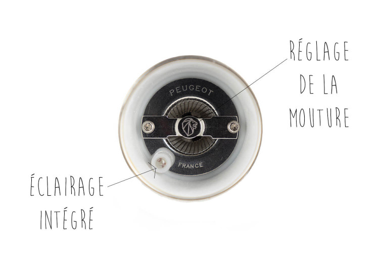 Moulin à sel électrique Peugeot Zeli en ABS léger + éclairage - 14cm