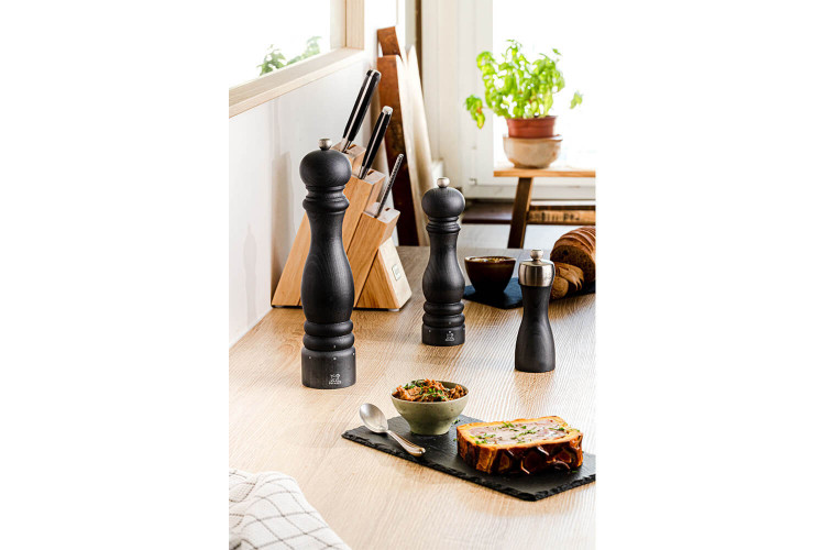 Moulin à sel manuel Peugeot Bistro Graphite en bois gris anthracite - 10cm