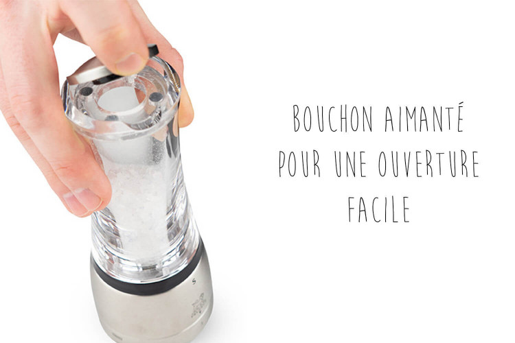 Moulin à sel manuel Peugeot Daman U Select en acrylique et inox - 16 et 21cm
