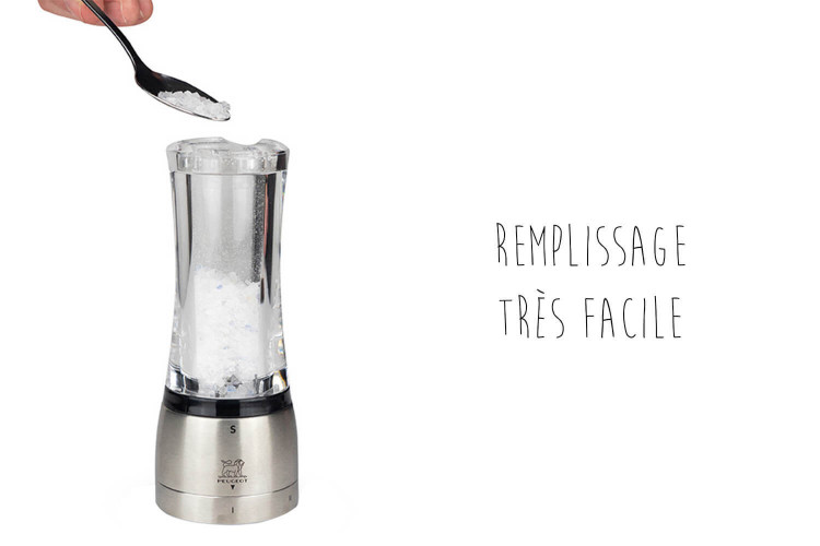 Moulin à sel manuel Peugeot Daman U Select en acrylique et inox - 16 et 21cm