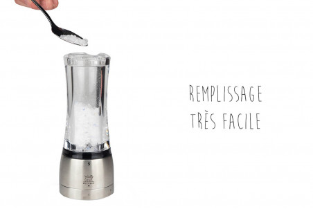 Moulin à sel manuel Peugeot Daman U Select en acrylique et inox - 16 et 21cm