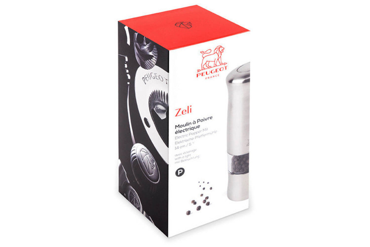 Moulin à poivre électrique Peugeot Zeli réglable en ABS avec éclairage - 14cm