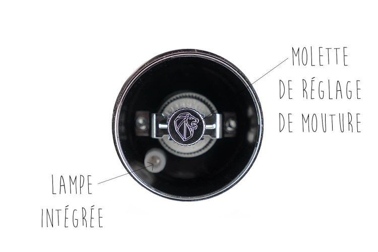 Moulin à poivre électrique Peugeot Zeli réglable en ABS avec éclairage - 14cm