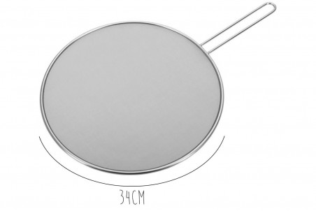 Couvercle anti-projection acier inox 18/10 avec poignée - diamètre 34cm