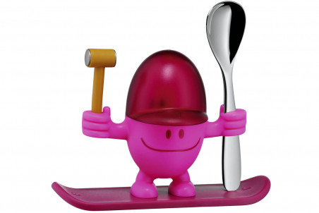 Coquetier enfant WMF McEgg rose avec cuillère inox et marteau