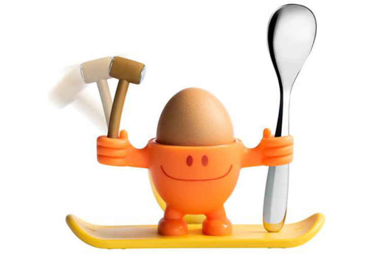 Coquetier enfant WMF McEgg orange avec cuillère et marteau