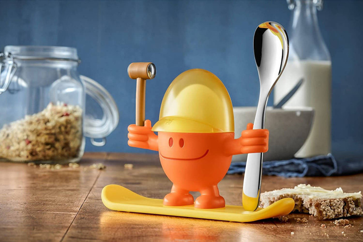 Coquetier enfant WMF McEgg orange avec cuillère et marteau