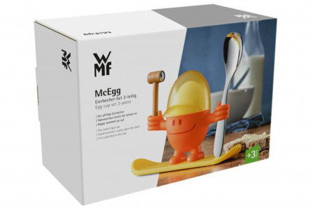 Coquetier enfant WMF McEgg orange avec cuillère et marteau