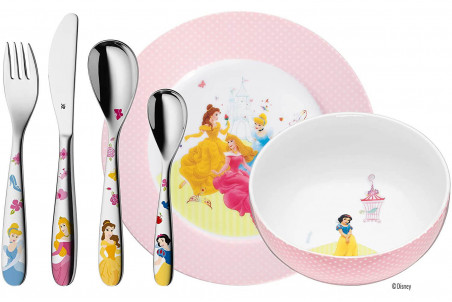 Couverts pour enfants WMF Disney Princesses inox 18/10 - bol et assiette en porcelaine