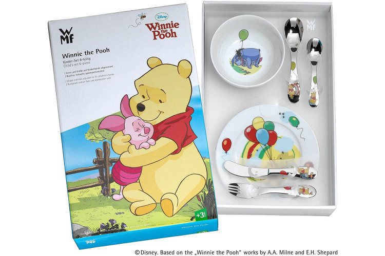 Coffret repas enfant 6 pièces WMF Winnie l'Ourson inox 18/10 et porcelaine