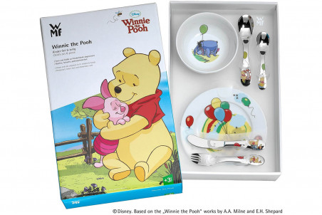 Coffret repas enfant 6 pièces WMF Winnie l'Ourson inox 18/10 et porcelaine
