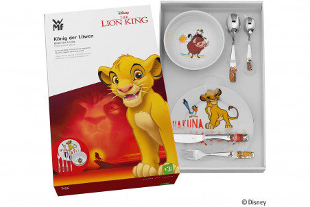 Coffret repas enfant 6 pièces WMF Le Roi Lion acier inox 18/10 et porcelaine