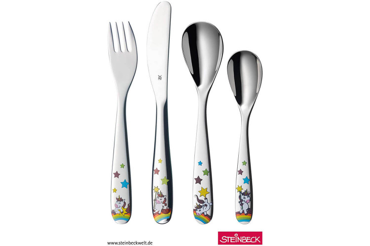 Couverts pour enfants WMF Licorne inox 18/10 - Bol et assiette en porcelaine