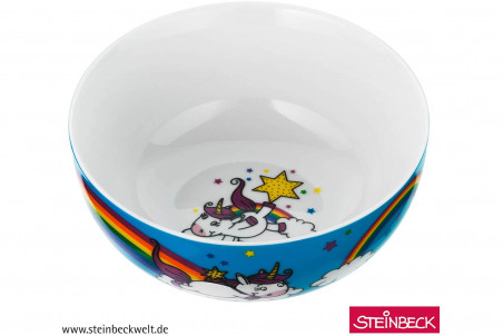 Couverts pour enfants WMF Licorne inox 18/10 - Bol et assiette en porcelaine