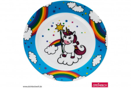 Couverts pour enfants WMF Licorne inox 18/10 - Bol et assiette en porcelaine