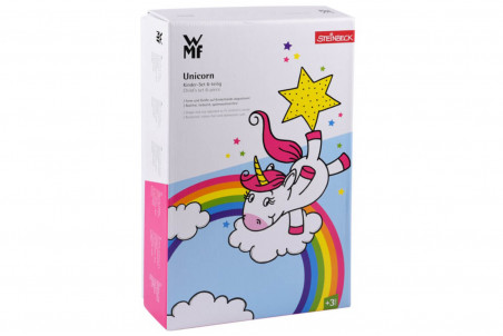 Couverts pour enfants WMF Licorne inox 18/10 - Bol et assiette en porcelaine