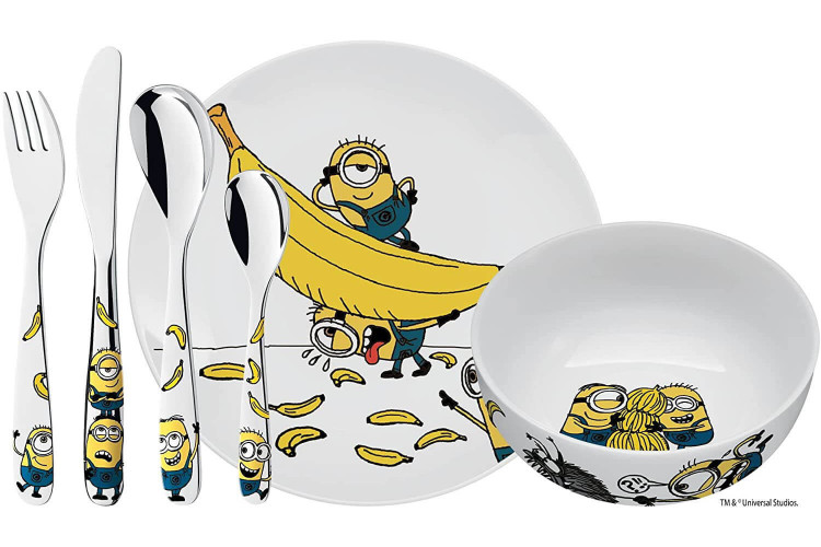 Couverts pour enfants WMF Les Minions inox 18/10 - Bol et assiette en porcelaine