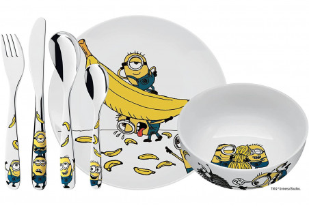 Couverts pour enfants WMF Les Minions inox 18/10 - Bol et assiette en porcelaine