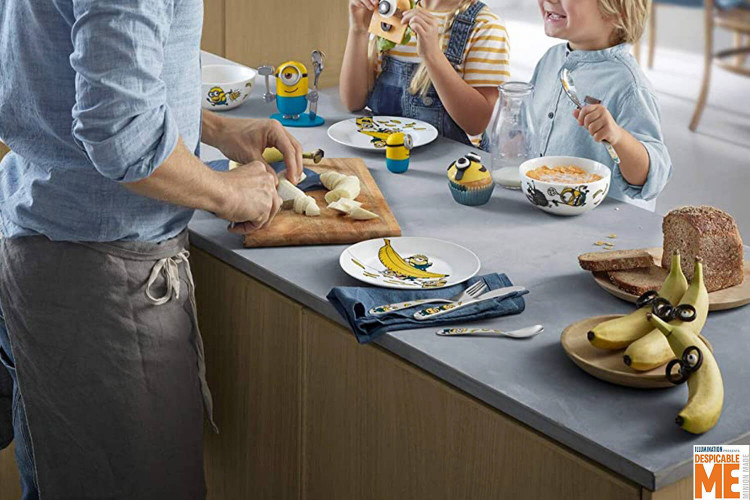 Couverts pour enfants WMF Les Minions inox 18/10 - Bol et assiette en porcelaine