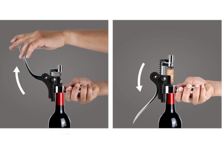 Tire-bouchon à levier Vacu Vin horizontal noir 14,5cm