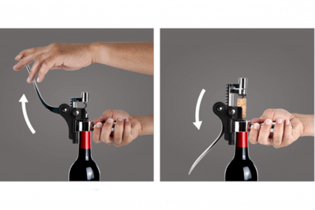 Tire-bouchon à levier Vacu Vin horizontal noir 14,5cm