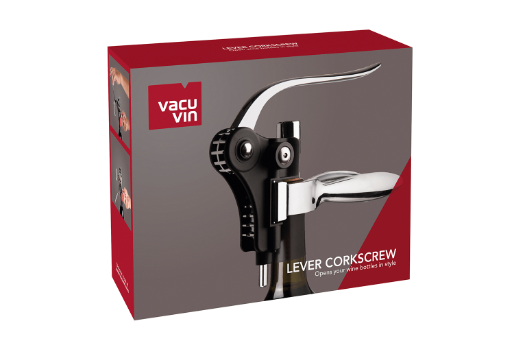 Tire-bouchon à levier Vacu Vin horizontal noir 14,5cm