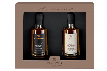Coffret Plantin Deux huiles d'olive extra vierge : truffe blanche et truffe noire