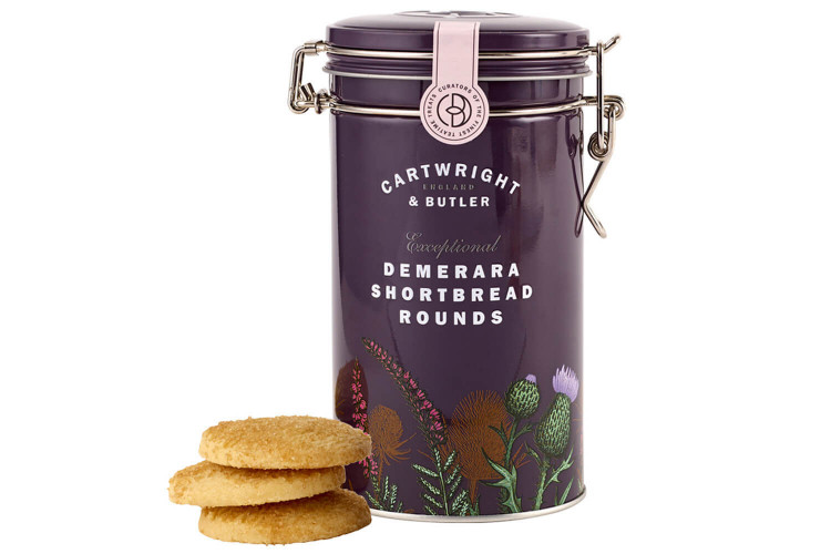 Sablés au sucre de canne Cartwright & Butler - boîte en métal violette 200g