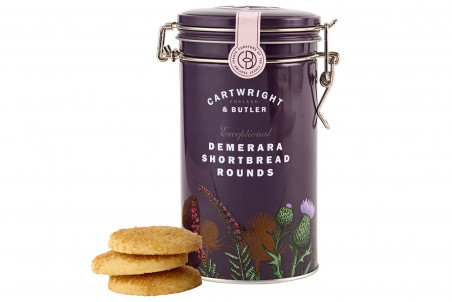 Sablés au sucre de canne Cartwright & Butler - boîte en métal violette 200g