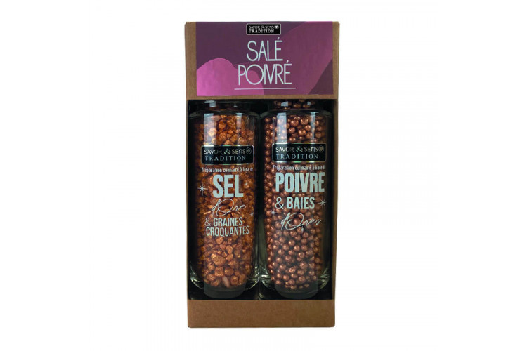 Coffret duo Savor&Sens Or rose - 2 moulins sel et poivre
