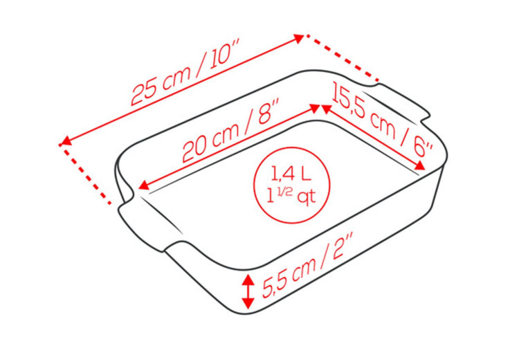 Plat à four rectangulaire Peugeot Appolia en céramique rouge - 20x15,5cm
