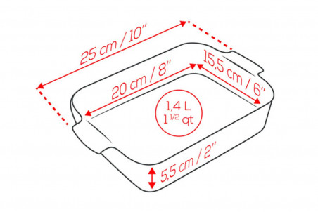 Plat à four rectangulaire Peugeot Appolia en céramique rouge - 20x15,5cm