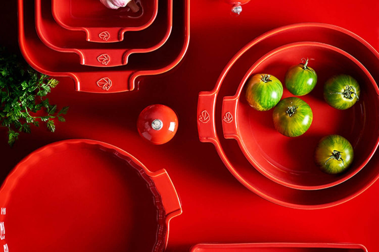 Plat à four individuel carré Peugeot Appolia en céramique rouge - 13cm