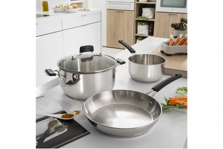 Casserole Lagostina Tempra en inox + poignée silicone - 18cm