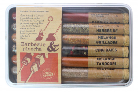 Coffret 6 tubes d'épices Le Monde en Tube Barbecue et Plancha + carnet de recettes