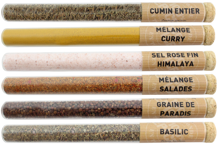 Coffret 6 tubes d'épices Le Monde en Tube Légumes et Crudités + livret de recettes