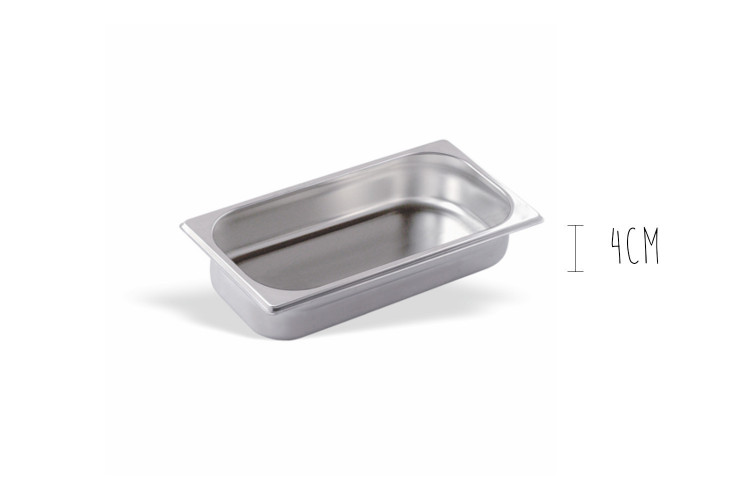 Bac gastronorme 1/3 en acier inox - 32,5x17,6cm