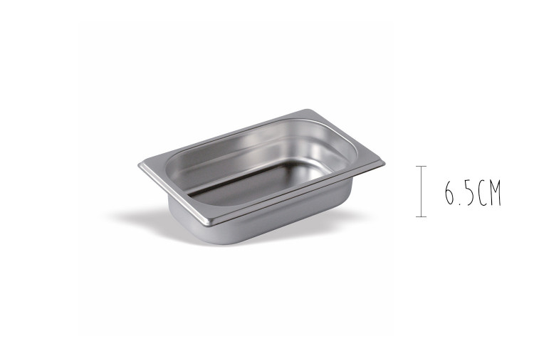 Bac gastronorme 1/4 en acier inox - 26,5x16,2cm