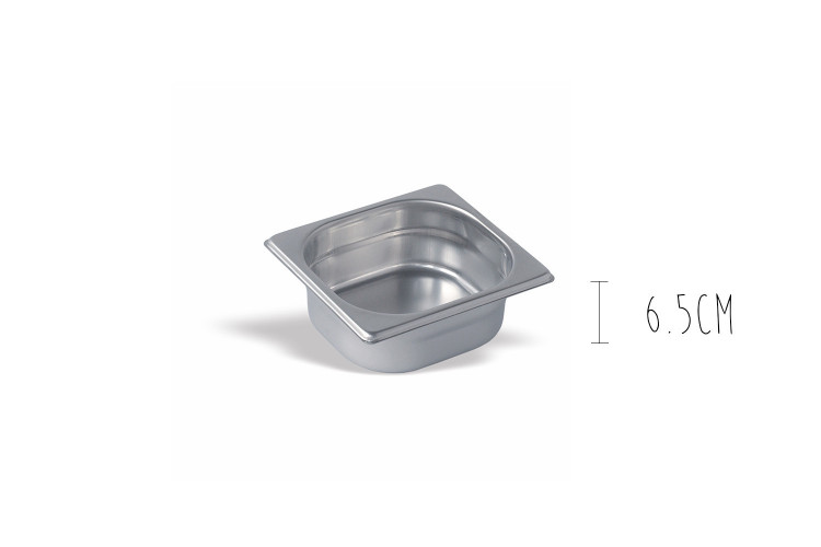 Bac gastronorme 1/6 en acier inox - 17,6x16,2cm 