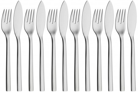 Couverts à poisson WMF Nuova inox 18/10 - 6 fourchettes et 6 couteaux