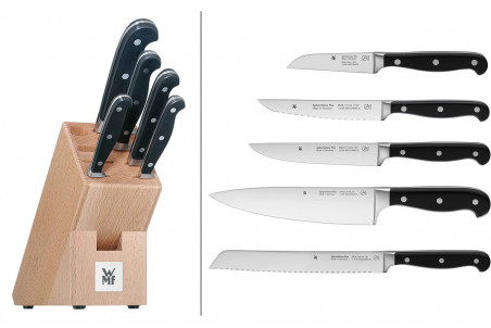 Bloc couteaux WMF Spitzenklasse Plus en chêne - 5 couteaux de cuisine
