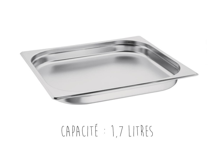 Bac gastronorme 2/3 en acier inox - 35,4 x 32,5 cm