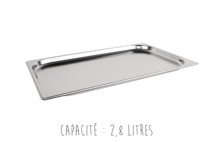 Bac gastronorme 1/1 en acier inox - 53 x 32,5 cm