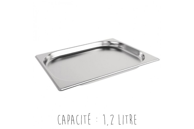 Bac gastronorme 1/2 en acier inox - 32,5 x 26,5 cm